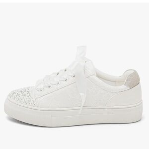 Elivandon 9994 Wedding Shoes Lace Bridal Sneakers 1.46" Platform Bride Tennis Sh